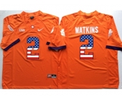 Clemson Tigers #2 Sammy Watkins Orange USA Flag College Jersey