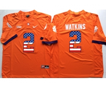 Clemson Tigers #2 Sammy Watkins Orange USA Flag College Jersey