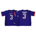 Clemson Tigers #3 Xavier Thomas Purple College Football Jersey