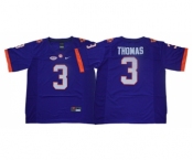 Clemson Tigers #3 Xavier Thomas Purple College Football Jersey