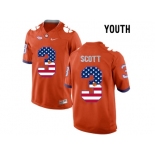 2016 US Flag Fashion Youth Clemson Tigers Artavis Scott #3 College Football Limited Jersey - Orange