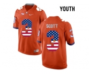 2016 US Flag Fashion Youth Clemson Tigers Artavis Scott #3 College Football Limited Jersey - Orange