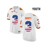 2016 US Flag Fashion Youth Clemson Tigers Artavis Scott #3 College Football Limited Jersey - White