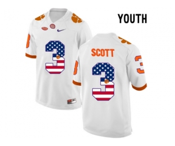 2016 US Flag Fashion Youth Clemson Tigers Artavis Scott #3 College Football Limited Jersey - White