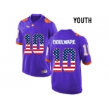 2016 US Flag Fashion Youth Clemson Tigers Ben Boulware #10 College Football Limited Jersey - Purple