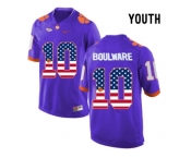 2016 US Flag Fashion Youth Clemson Tigers Ben Boulware #10 College Football Limited Jersey - Purple