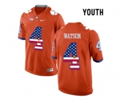 2016 US Flag Fashion Youth Clemson Tigers DeShaun Watson #4 College Football Limited Jersey - Orange