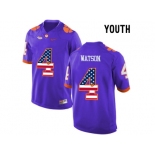 2016 US Flag Fashion Youth Clemson Tigers DeShaun Watson #4 College Football Limited Jersey - Purple