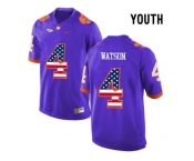 2016 US Flag Fashion Youth Clemson Tigers DeShaun Watson #4 College Football Limited Jersey - Purple