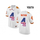 2016 US Flag Fashion Youth Clemson Tigers DeShaun Watson #4 College Football Limited Jersey - White