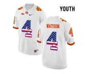 2016 US Flag Fashion Youth Clemson Tigers DeShaun Watson #4 College Football Limited Jersey - White