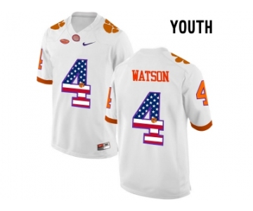 2016 US Flag Fashion Youth Clemson Tigers DeShaun Watson #4 College Football Limited Jersey - White