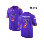 2016 US Flag Fashion Youth Clemson Tigers Mike Williams #7 College Football Limited Jersey - Purple