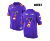 2016 US Flag Fashion Youth Clemson Tigers Mike Williams #7 College Football Limited Jersey - Purple