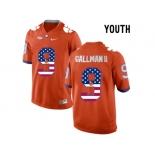 2016 US Flag Fashion Youth Clemson Tigers Wayne Gallman II #9 College Football Limited Jersey - Orange