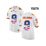 2016 US Flag Fashion Youth Clemson Tigers Wayne Gallman II #9 College Football Limited Jersey - White