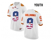 2016 US Flag Fashion Youth Clemson Tigers Wayne Gallman II #9 College Football Limited Jersey - White