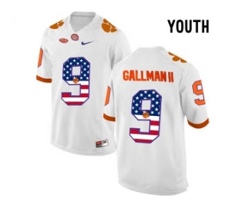 2016 US Flag Fashion Youth Clemson Tigers Wayne Gallman II #9 College Football Limited Jersey - White