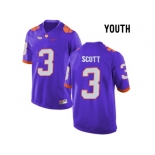 2016 Youth Clemson Tigers Artavis Scott #3 College Football Limited Jersey - Purple