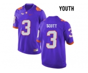 2016 Youth Clemson Tigers Artavis Scott #3 College Football Limited Jersey - Purple