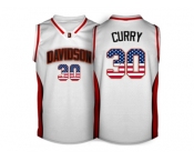 2016 US Flag Fashion Men's Davidson Wildcat Stephen Curry #30 College Basketball Jerseys - White