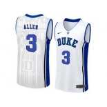 Men's Duke Blue Devils Garyson Allen #3 V Neck College Basketball Elite Jersey - White