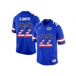 2016 US Flag Fashion Florida Gators E.Smith #22 College Football Jersey - Royal Blue