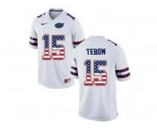 2016 US Flag Fashion Florida Gators Tim Tebow #15 College Football Jersey - White