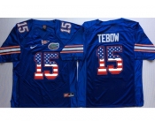 Florida Gators #15 Tim Tebow Blue USA Flag College Jersey