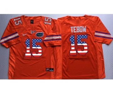 Florida Gators #15 Tim Tebow Orange USA Flag College Jersey