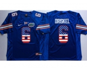 Florida Gators #6 Jeff Driskel Blue USA Flag College Jersey