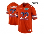 2016 US Flag Fashion Youth Florida Gators E.Smith #22 College Football Jersey - Orange