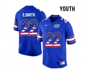 2016 US Flag Fashion Youth Florida Gators E.Smith #22 College Football Jersey - Royal Blue