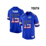 2016 US Flag Fashion Youth Florida Gators Tim Tebow #15 College Football Jersey - Blue