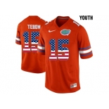 2016 US Flag Fashion Youth Florida Gators Tim Tebow #15 College Football Jersey - Orange