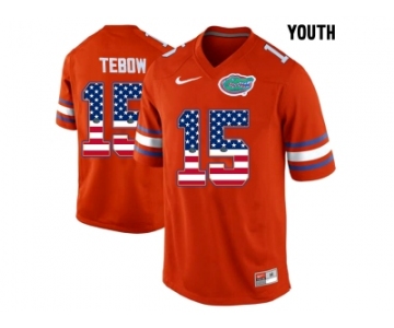 2016 US Flag Fashion Youth Florida Gators Tim Tebow #15 College Football Jersey - Orange