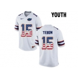 2016 US Flag Fashion Youth Florida Gators Tim Tebow #15 College Football Jersey - White