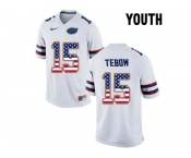 2016 US Flag Fashion Youth Florida Gators Tim Tebow #15 College Football Jersey - White