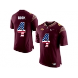 2016 US Flag Fashion-2016 Men's Florida State Seminoles Dalvin Cook #4 College Football Limited Jersey - Red