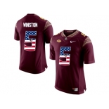 2016 US Flag Fashion-2016 Men's Florida State Seminoles Jameis Winston #5 College Football Limited Jersey - Red