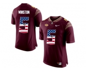 2016 US Flag Fashion-2016 Men's Florida State Seminoles Jameis Winston #5 College Football Limited Jersey - Red