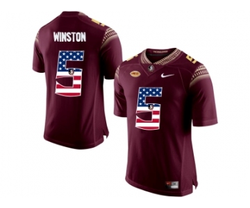 2016 US Flag Fashion-2016 Men's Florida State Seminoles Jameis Winston #5 College Football Limited Jersey - Red