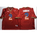 Florida State Seminoles #2 Deion Sanders Red USA Flag College Jersey