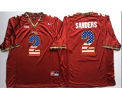 Florida State Seminoles #2 Deion Sanders Red USA Flag College Jersey