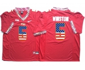 Florida State Seminoles #5 Jameis Winston Red USA Flag College Jersey