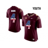 2016 US Flag Fashion-2016 Youth Florida State Seminoles Dalvin Cook #4 College Football Limited Jersey - Red