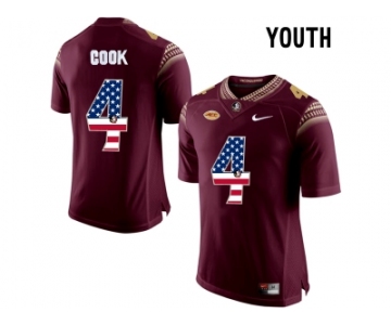 2016 US Flag Fashion-2016 Youth Florida State Seminoles Dalvin Cook #4 College Football Limited Jersey - Red