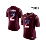 2016 US Flag Fashion-2016 Youth Florida State Seminoles Deion Sanders #2 College Football Limited Jersey - Red