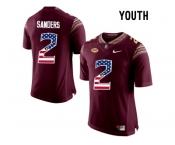 2016 US Flag Fashion-2016 Youth Florida State Seminoles Deion Sanders #2 College Football Limited Jersey - Red