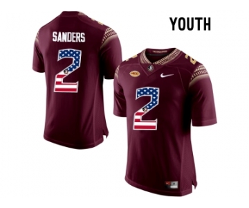 2016 US Flag Fashion-2016 Youth Florida State Seminoles Deion Sanders #2 College Football Limited Jersey - Red